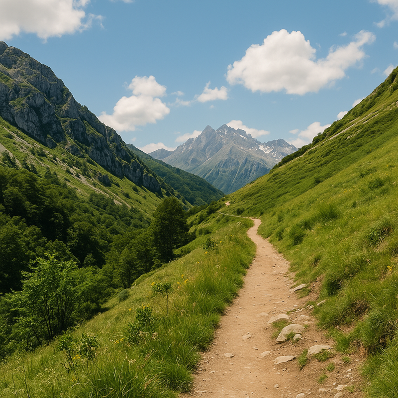 Sendero de montaña en el parque de redes, Asturias.
